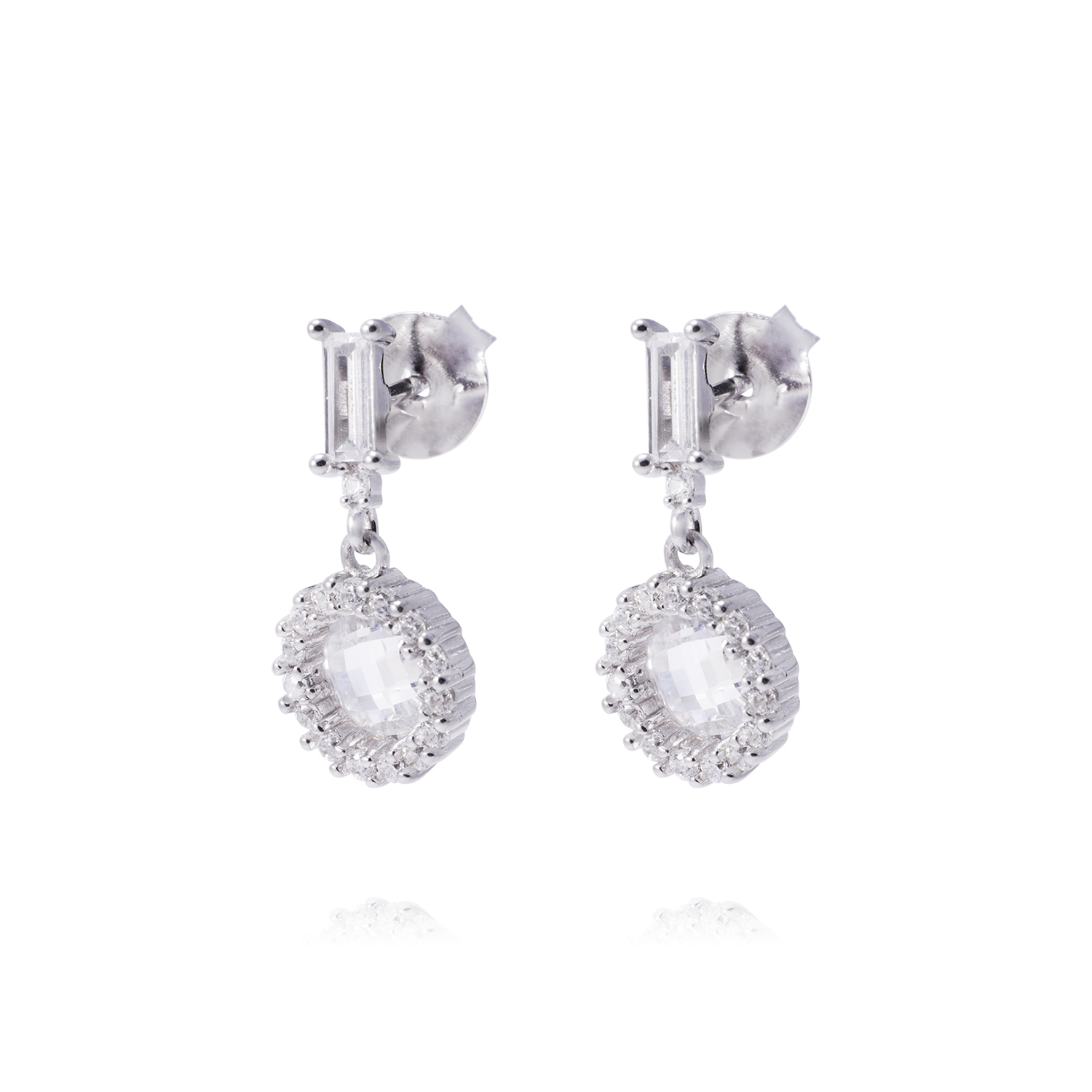 Aros de Plata Esterlina Colgantes Círculos con Circonita 1