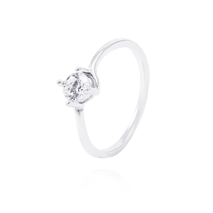 Anillo de Plata Esterlina Solitario Cuatro Grifas con Circón