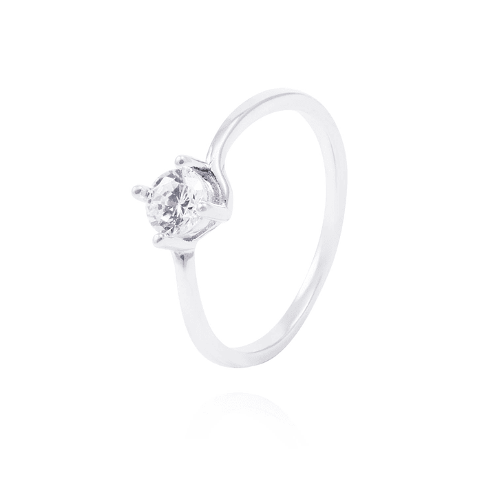 Anillo de Plata Esterlina Solitario Cuatro Grifas con Circón 1