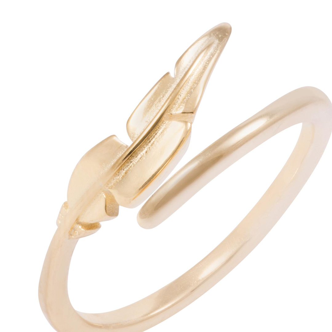 Anillo de Plata Esterlina Diseño de Hojas Estilizadas Revestido en Oro 18kt 2