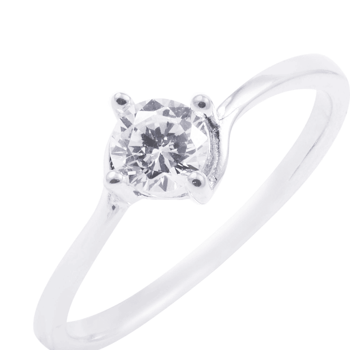 Anillo de Plata Esterlina Solitario Cuatro Grifas con Circón 2