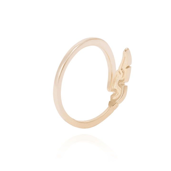 Anillo de Plata Esterlina Diseño de Hojas Estilizadas Revestido en Oro 18kt 3