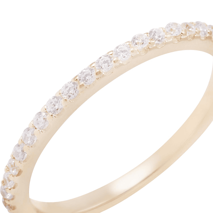 Anillo de Plata Esterlina Medio Cintillo Circón Revestido en Oro 18kt 2