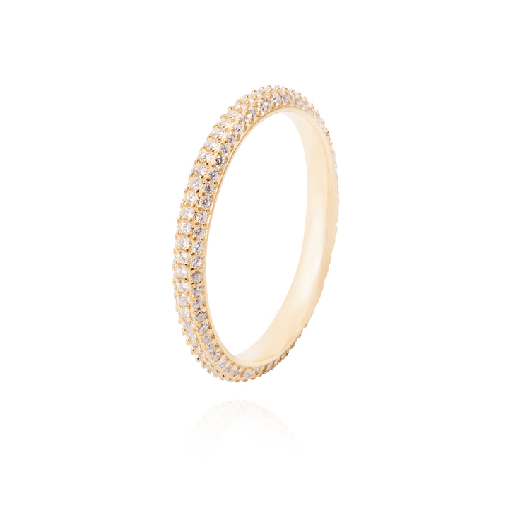 Anillo de Plata Esterlina Sin Fin con Circones Revestido en Oro 18kt 3