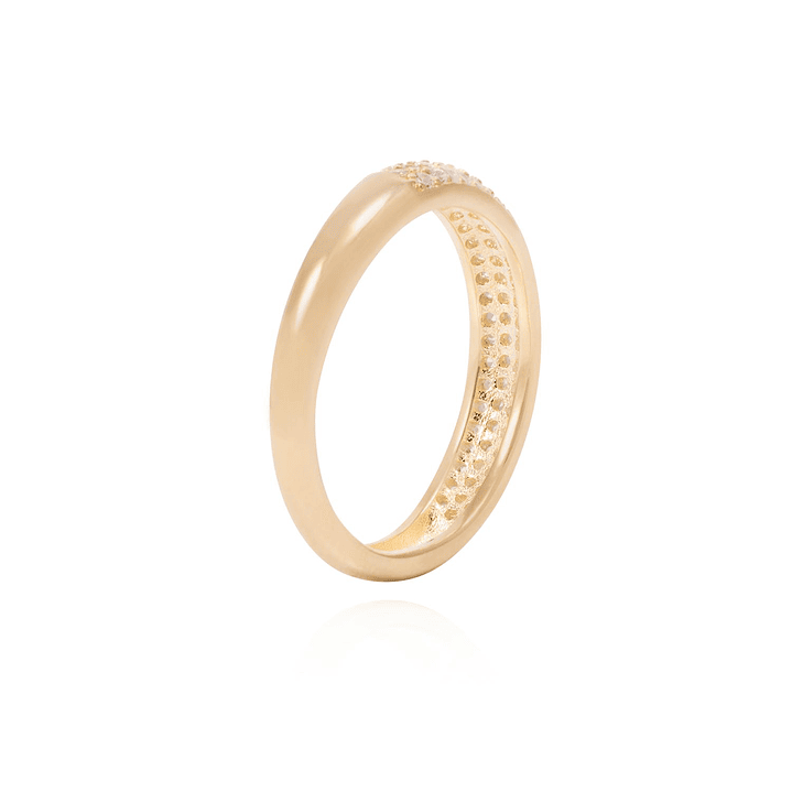 Anillo de Plata Esterlina Medio Cintillo Triple con Circón Revestido en Oro 18kt 3