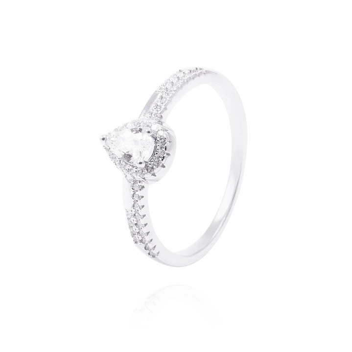 Anillo de Plata Esterlina Diseño Gota con Circón 1