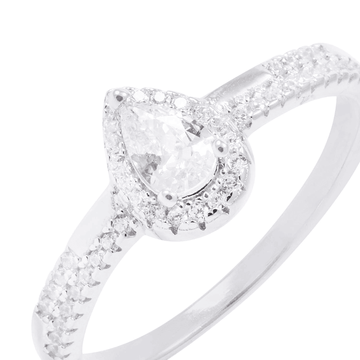 Anillo de Plata Esterlina Diseño Gota con Circón 2