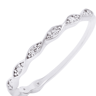 Anillo de Plata Esterlina Trenzado Circón