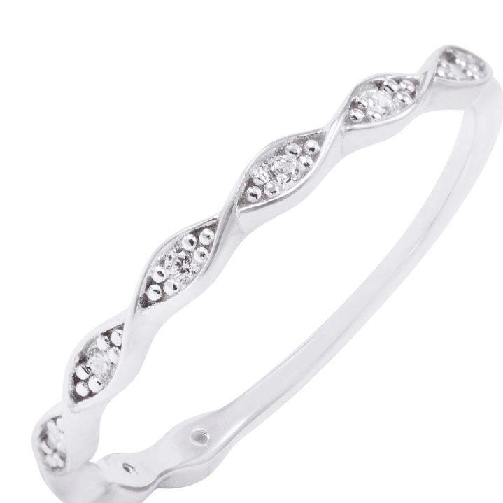 Anillo de Plata Esterlina Trenzado Circón 2