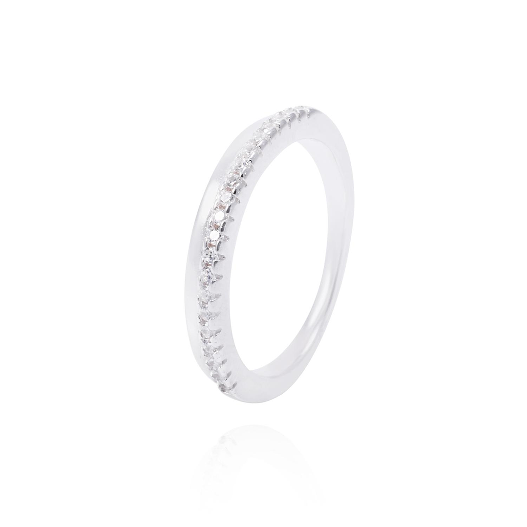 Anillo de Plata Esterlina Medio Cintillo Reina Con Circón 1