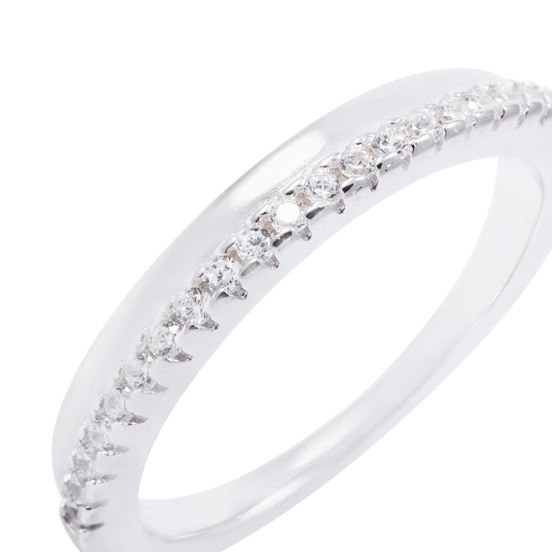 Anillo de Plata Esterlina Medio Cintillo Reina Con Circón 2