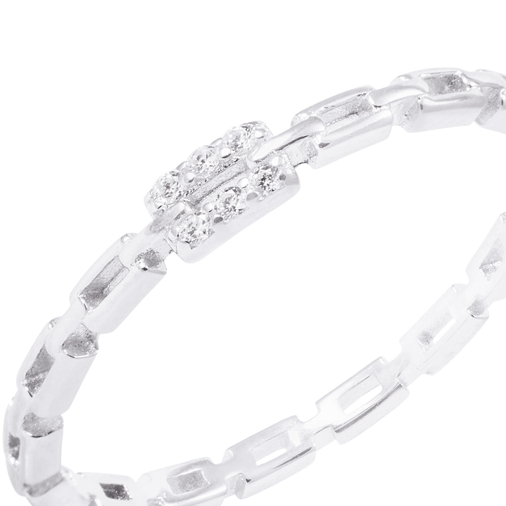 Anillo de Plata Esterlina Cadena con Circón 2