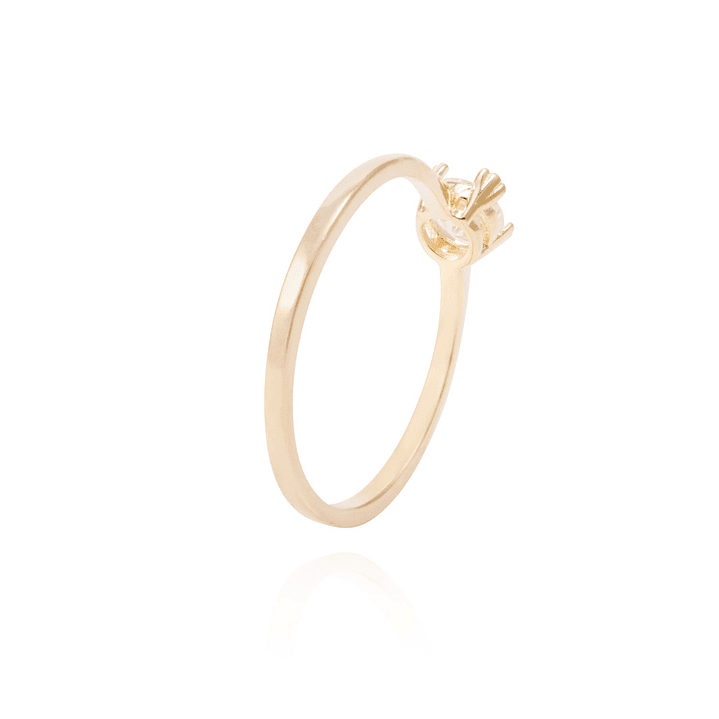 Anillo de Plata Esterlina Solitario con Grifas Circon Revestido en Oro 18kt 3