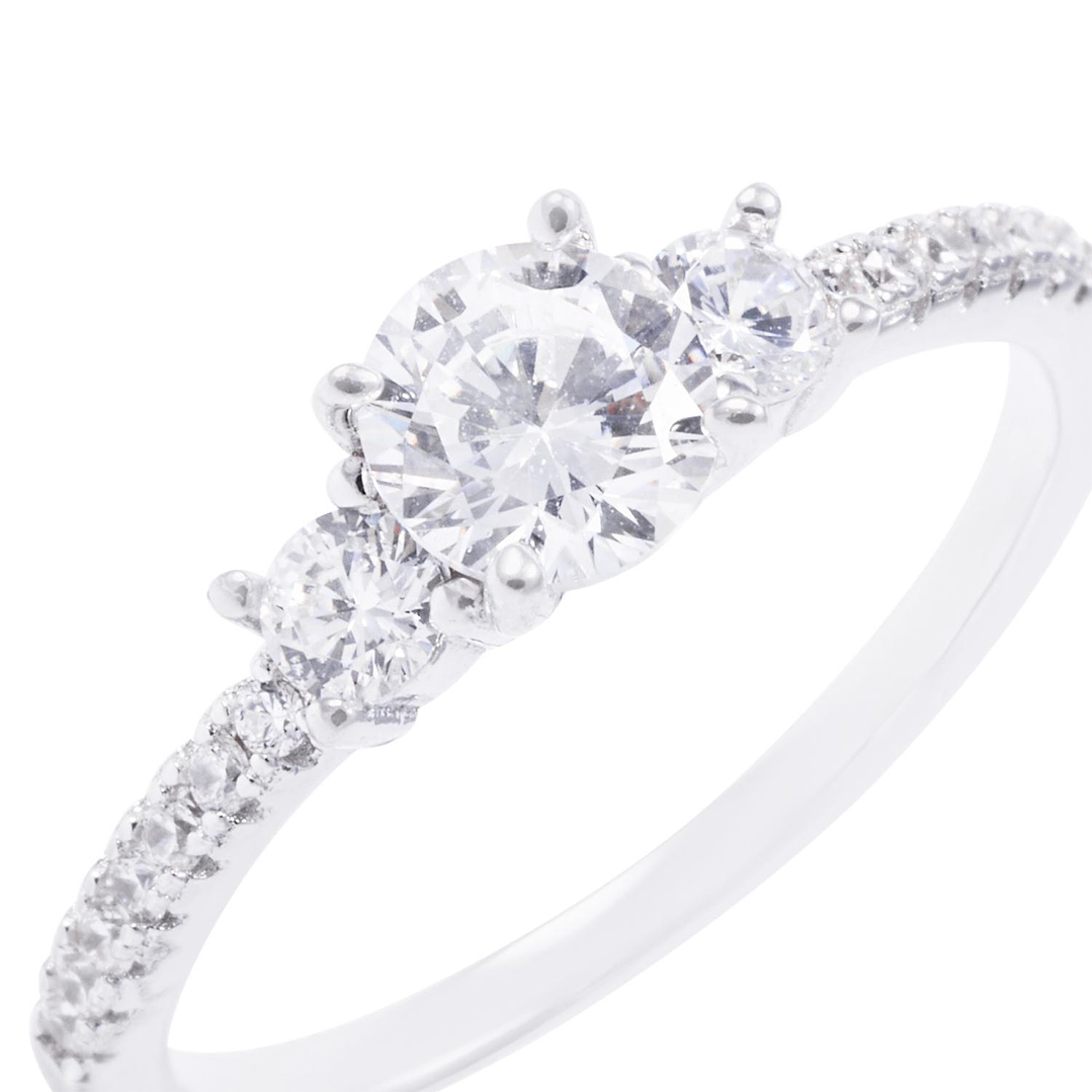 Anillo de Plata Esterlina Solitario con Circones Laterales 2