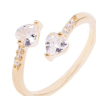 Anillo de Plata Esterlina Tu y Yo con Circones Revestido en Oro 18kt