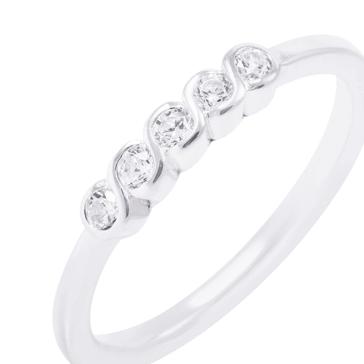 Anillo de Plata Esterlina Medio Cintillo Cinco Circones 2