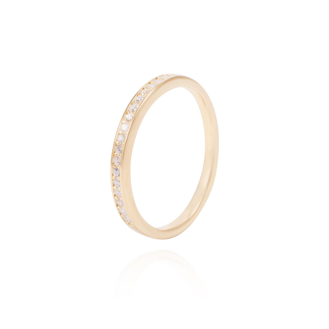 Anillo de Plata Esterlina Medio Cintillo Con Circón Revestido en Oro 18kt 1