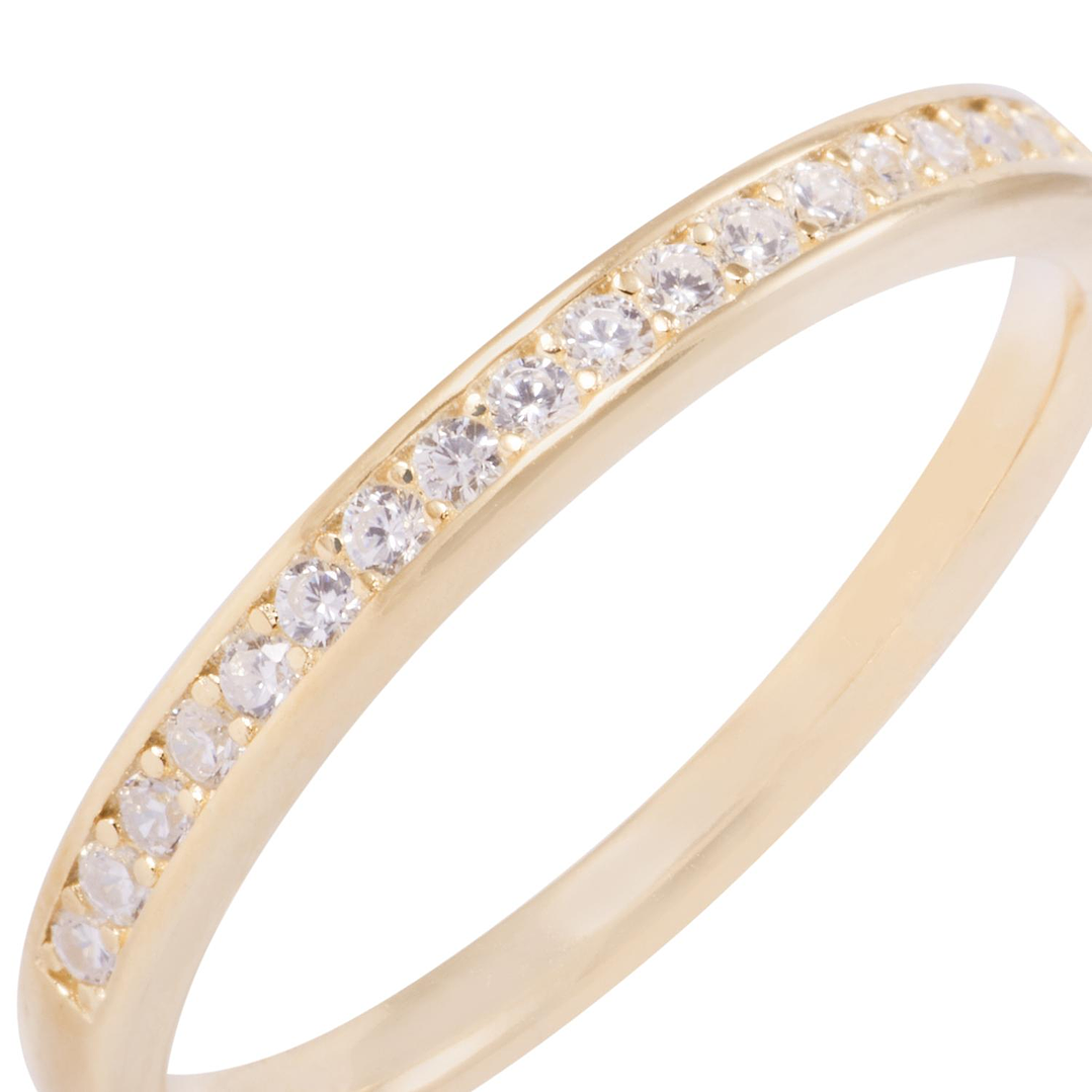 Anillo de Plata Esterlina Medio Cintillo Con Circón Revestido en Oro 18kt 2