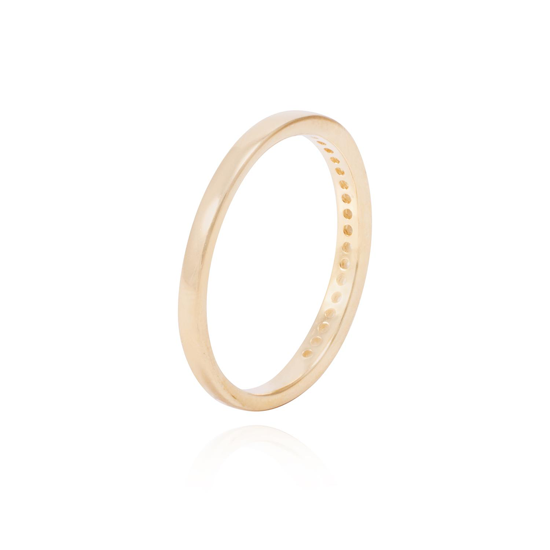 Anillo de Plata Esterlina Medio Cintillo Con Circón Revestido en Oro 18kt 3