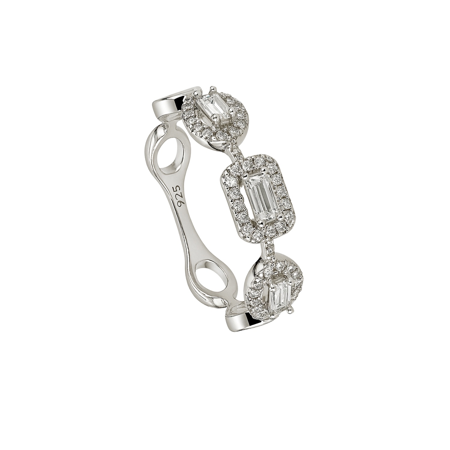 Anillo de Plata Esterlina 925 Triada con Circonita 3