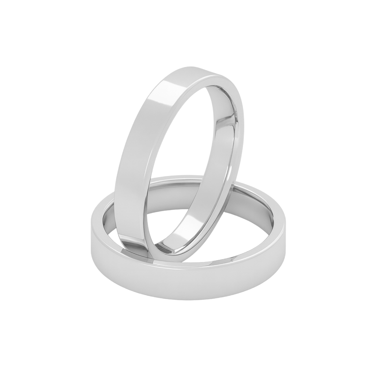 Par Argollas Matrimonio de Oro Blanco 18kt  Tubo Ferrada de 3,5mm 1