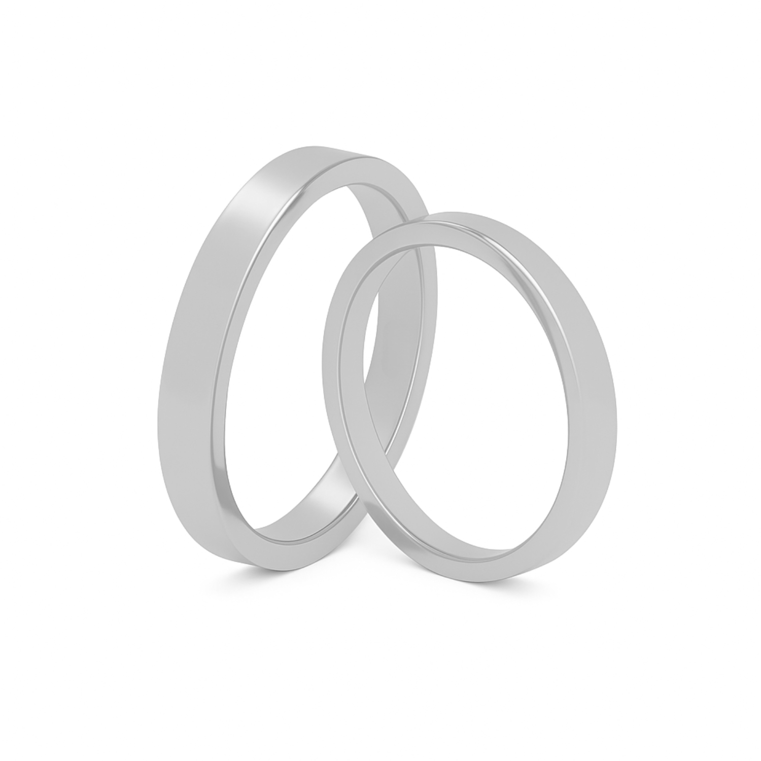 Par Argollas Matrimonio de Oro Blanco 18kt  Tubo Ferrada de 3,5mm 2