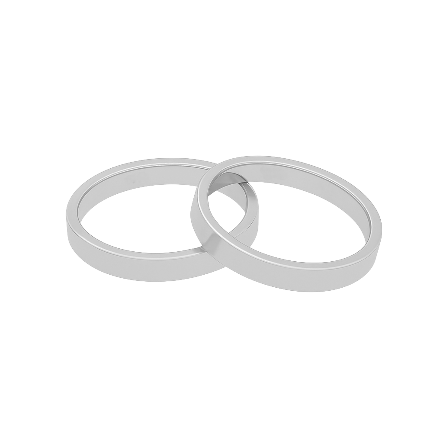 Par Argollas Matrimonio de Oro Blanco 18kt  Tubo Ferrada de 3,5mm 3