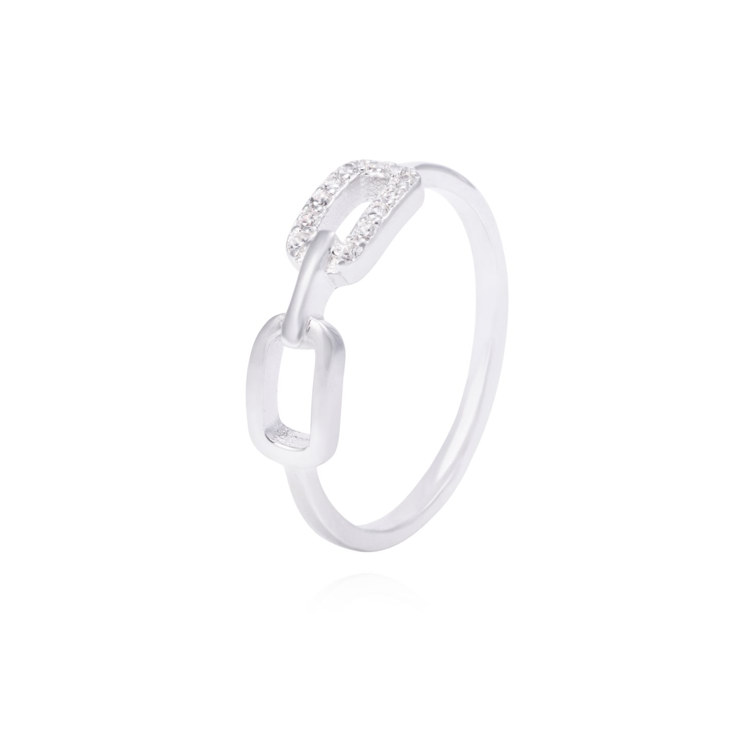 Anillo de Plata Esterlina Dos Eslabones Circón 1