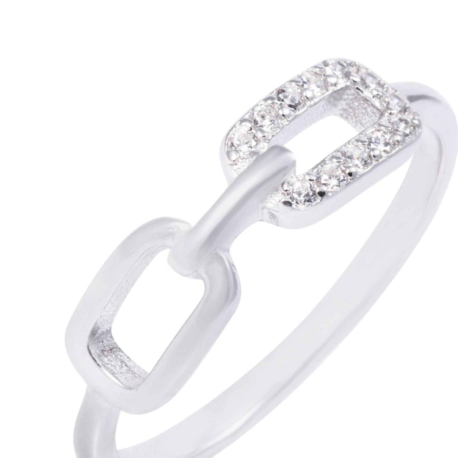 Anillo de Plata Esterlina Dos Eslabones Circón 2