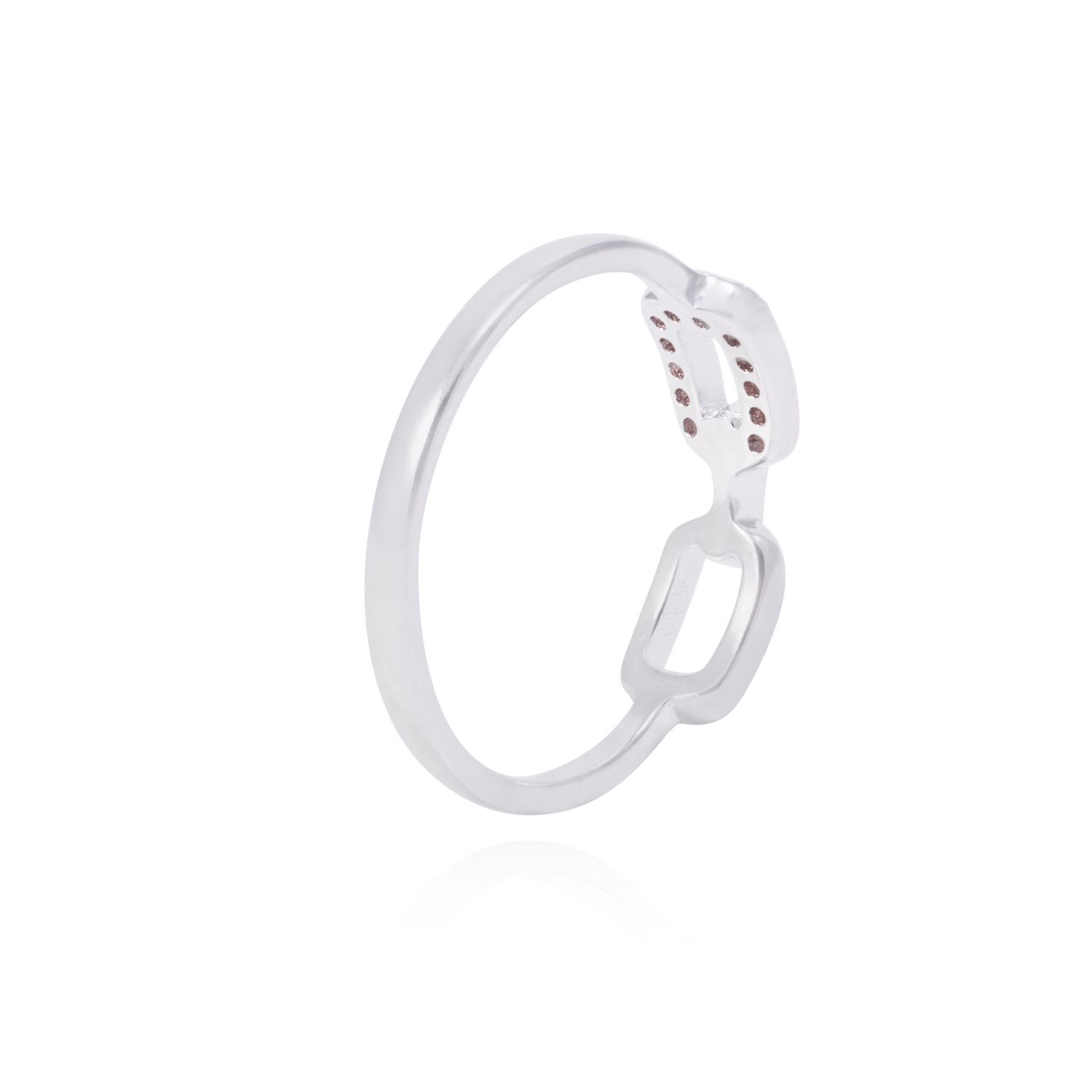 Anillo de Plata Esterlina Dos Eslabones Circón 3