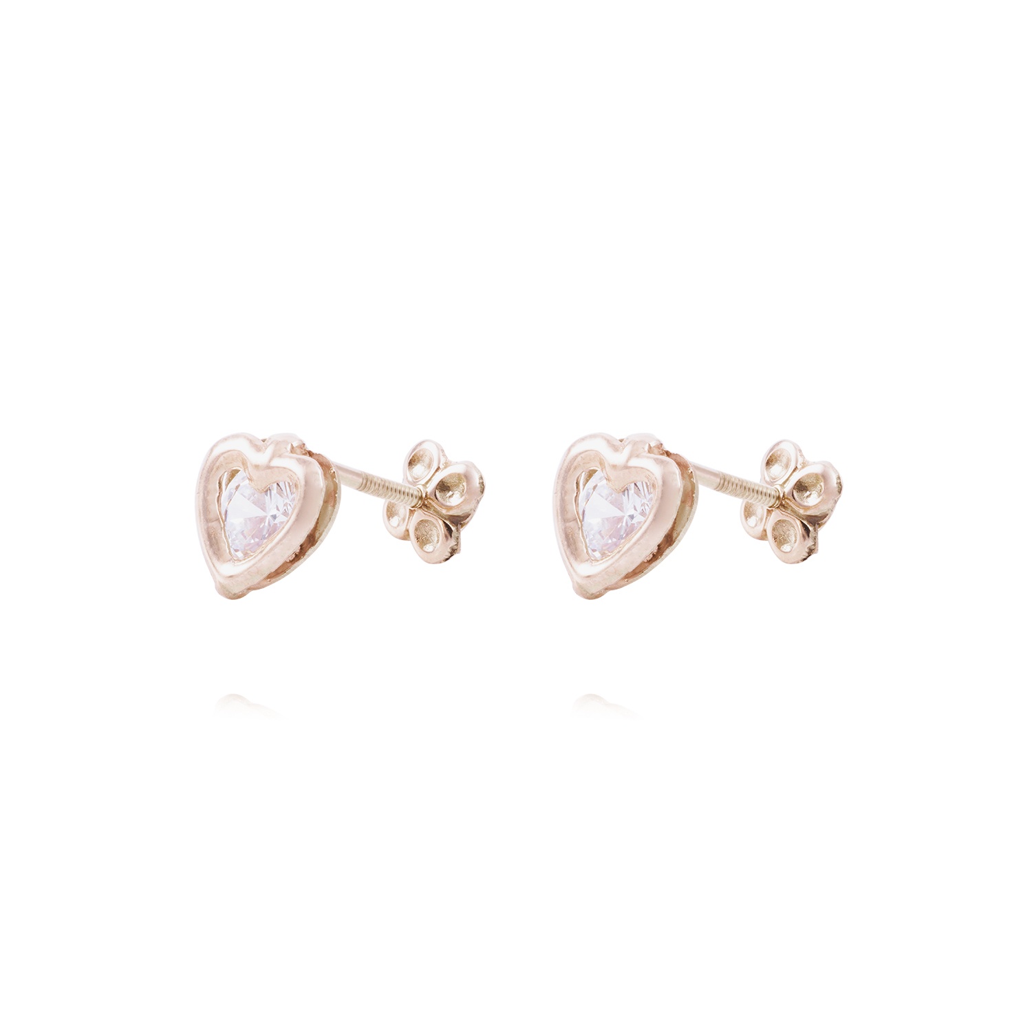 Aros Oro Miel 18kt Corazón Circonita 1