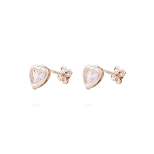 Aros Oro Miel 18kt Corazón Circonita