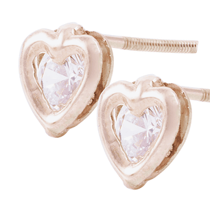 Aros Oro Miel 18kt Corazón Circonita