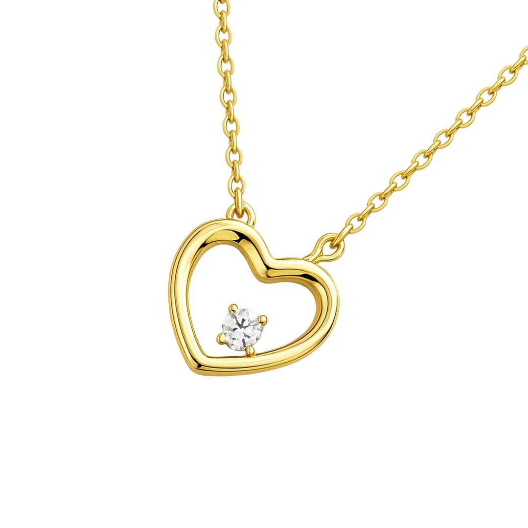 Collar de Plata Esterlina 925 Corazón con Circonita revestido en Oro 18kt 3