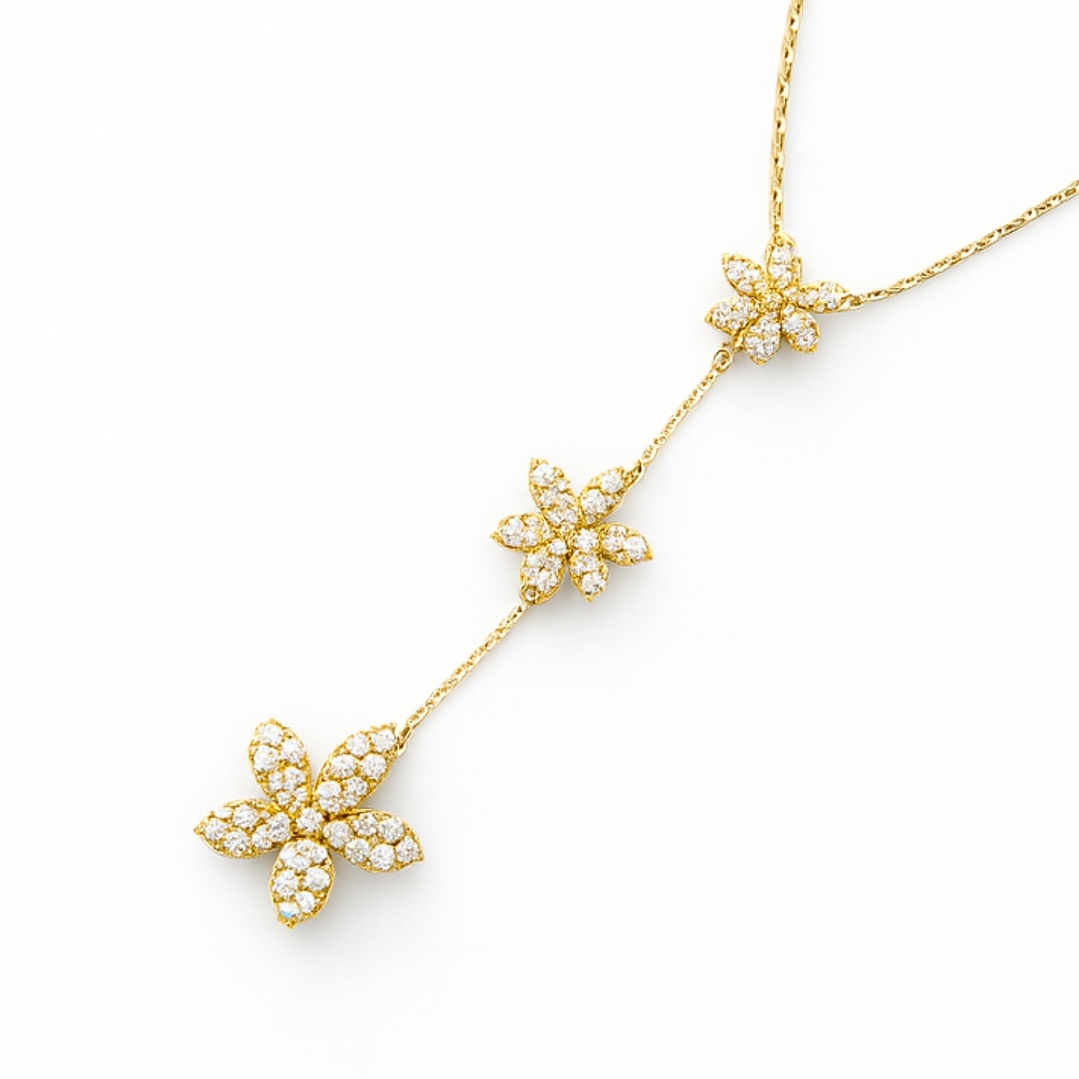 Collar de Plata Esterlina 925 Tres Flores con Circonita 3