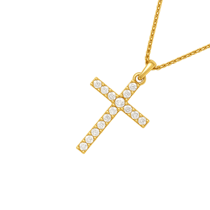 Collar de Plata Esterlina 925 Cruz con Circonita revestido en Oro 18kt 1