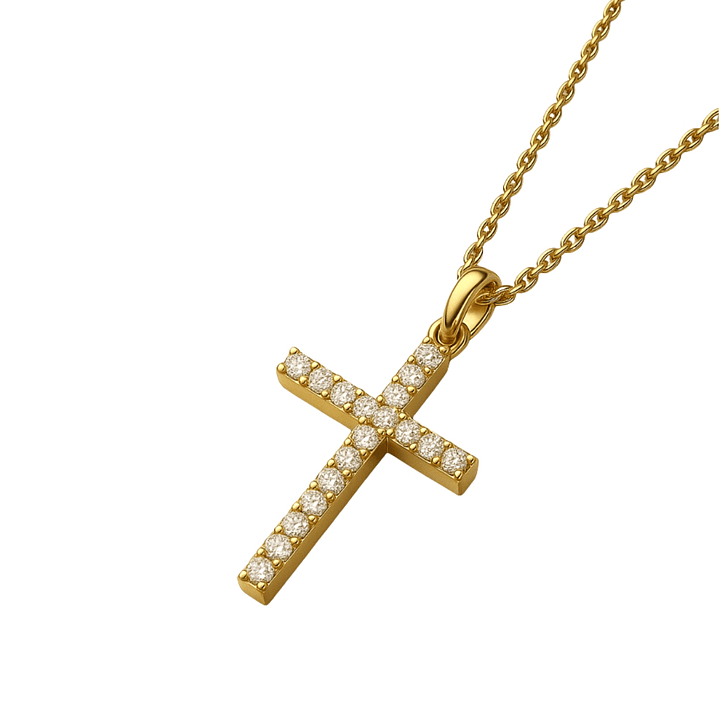 Collar de Plata Esterlina 925 Cruz con Circonita revestido en Oro 18kt 3