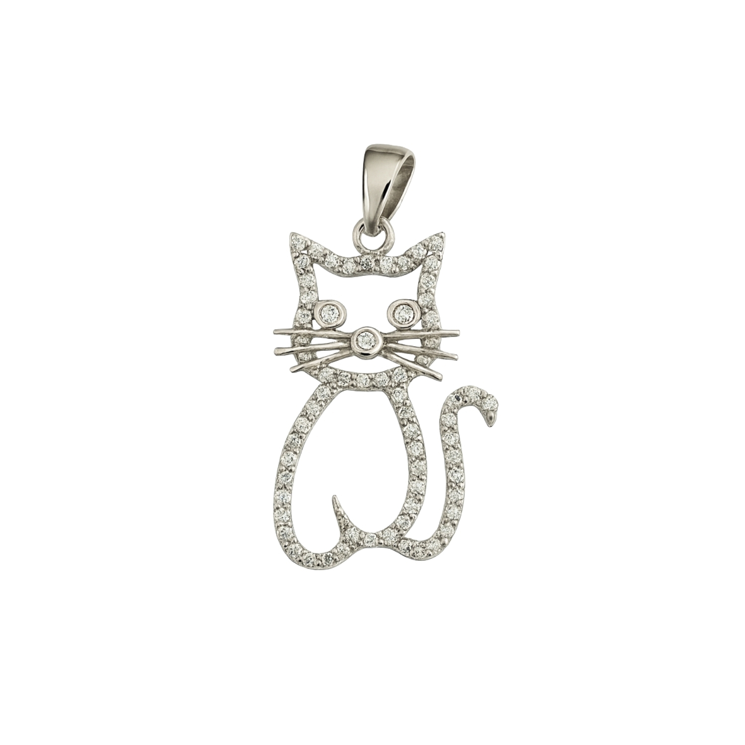 Colgante de Plata Esterlina 925 Gato con Circonita 1