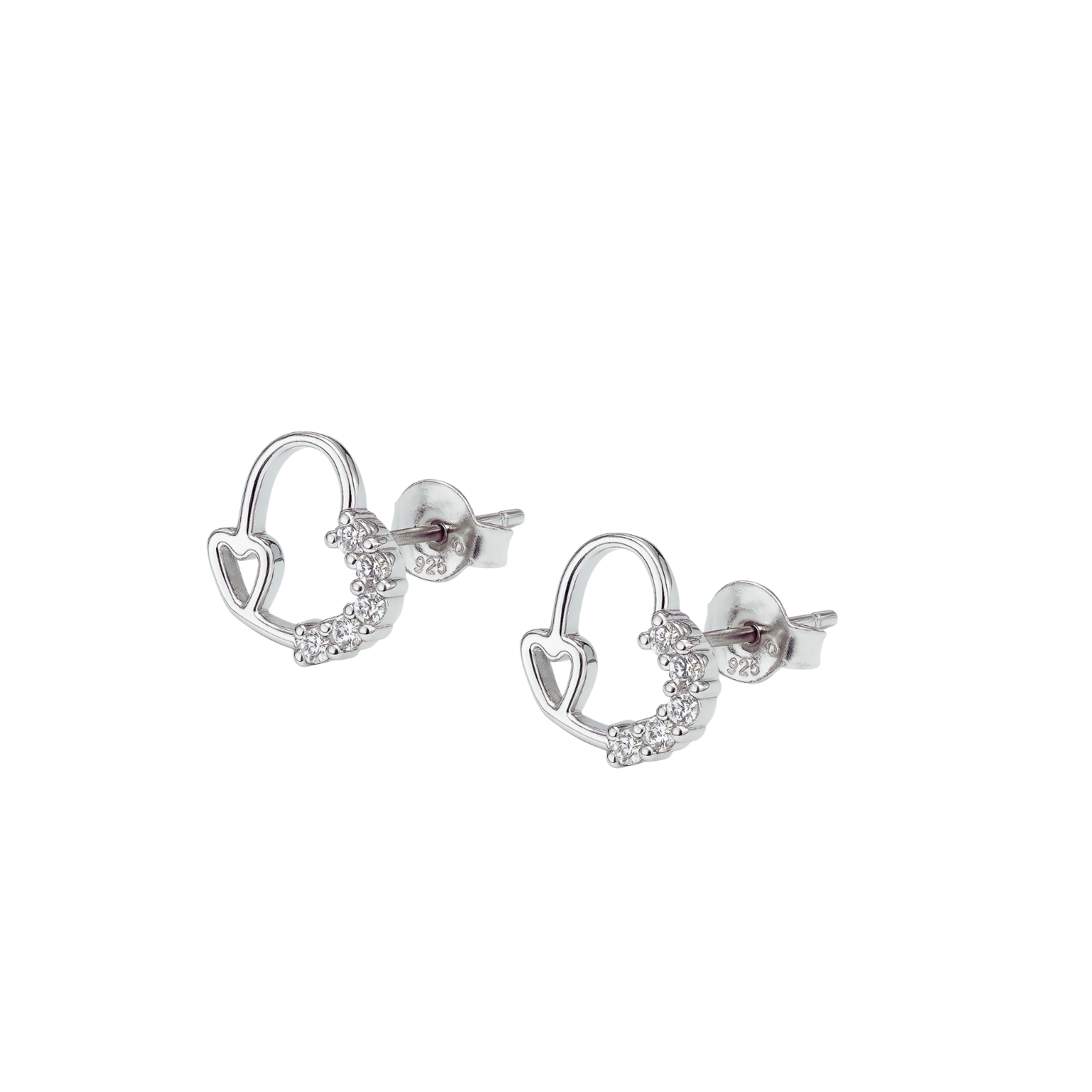 Aros de Plata Esterlina 925 Corazón con Circonita 1