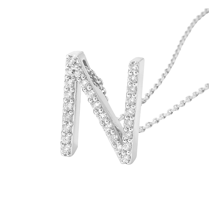 Collar Oro Blanco 18kt Diamantes Letra N 12 Pts | Danielle Costantini 2
