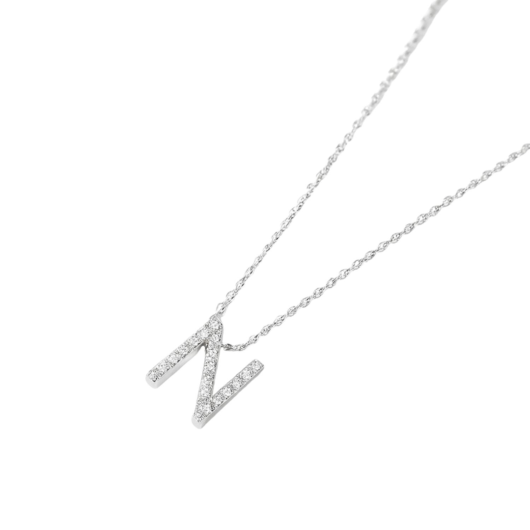 Collar Oro Blanco 18kt Diamantes Letra N 12 Pts | Danielle Costantini 1