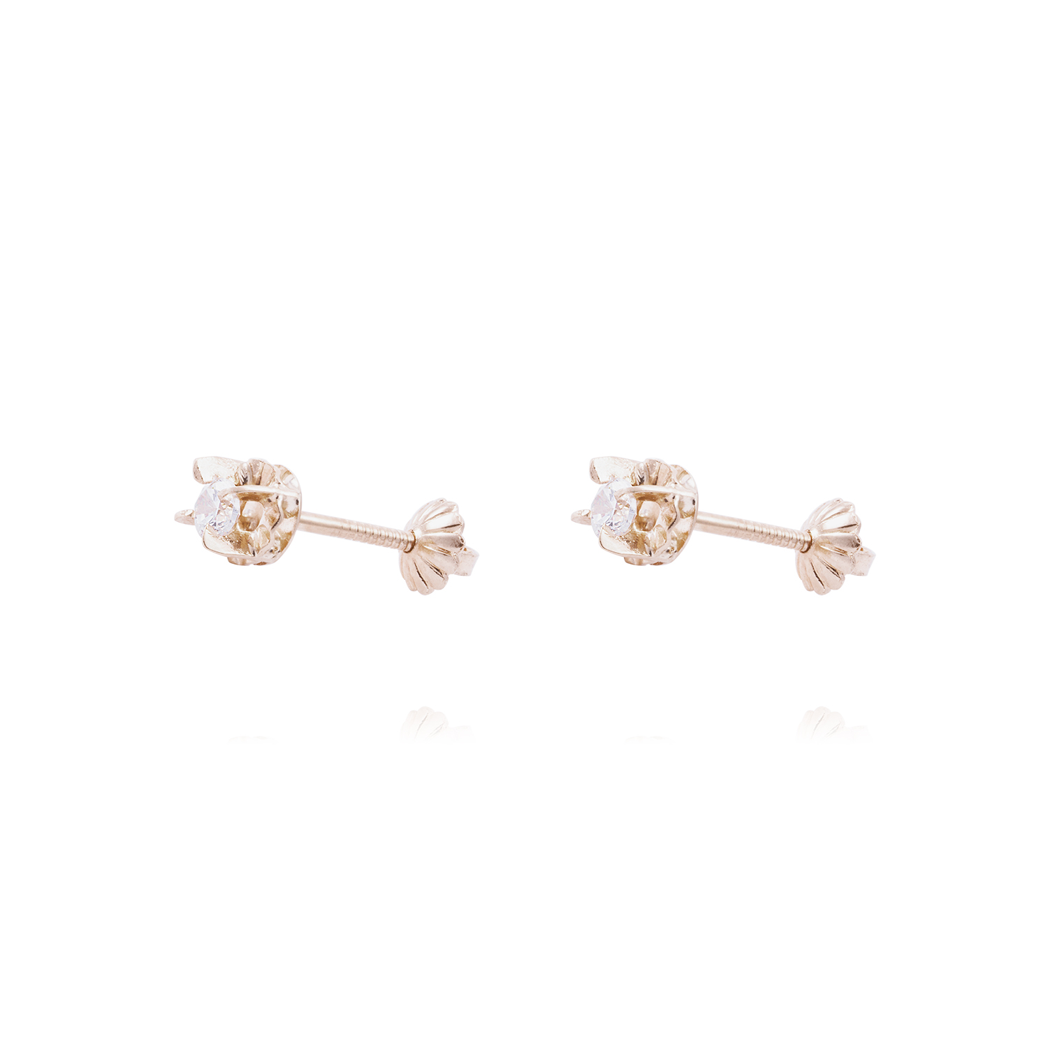 Aros Oro Miel 18kt Chatón Circón 3mm 1