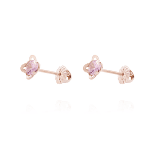 Aros Oro Miel 18kt Flor Rosa de Francia