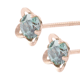 Aros Oro Miel 18kt Flor Verde Menta