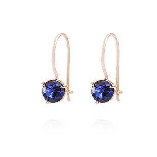 Aros Oro Miel 18kt Círculo Zafiro