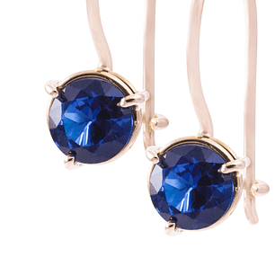 Aros Oro Miel 18kt Círculo Zafiro