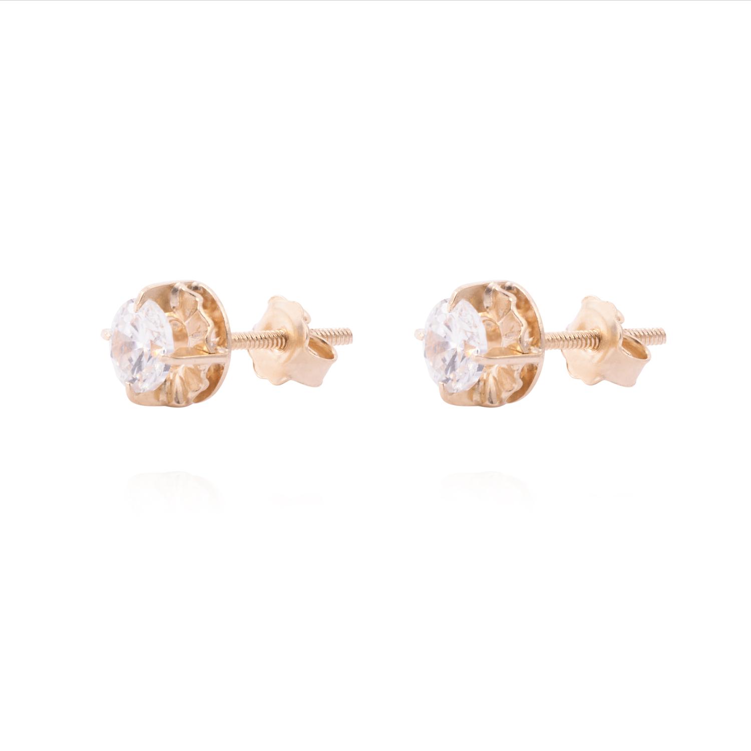Aros Oro Miel 18kt Chatón 5mm 1