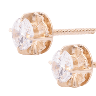 Aros Oro Miel 18kt Chatón 5mm