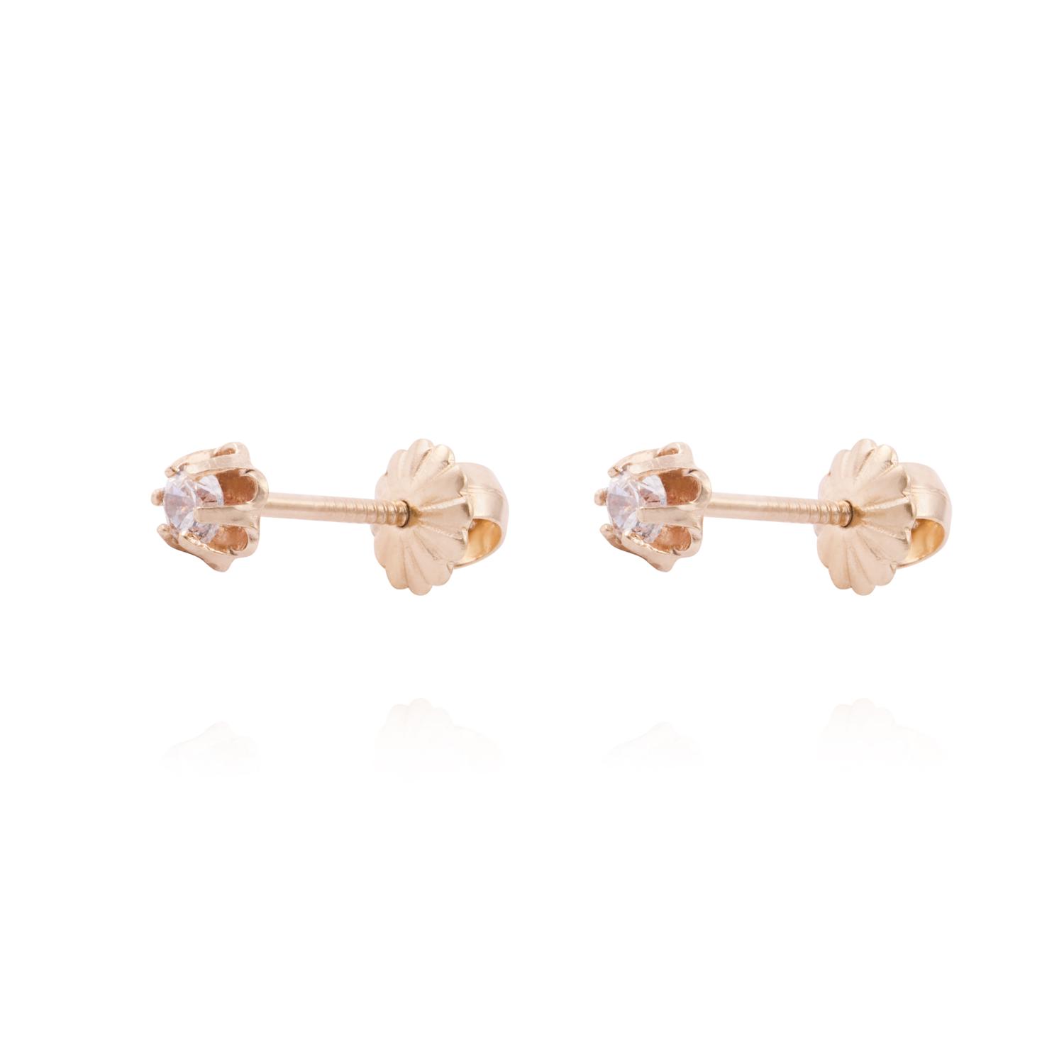Aros Oro Miel 18kt Circón 2,5mm 1