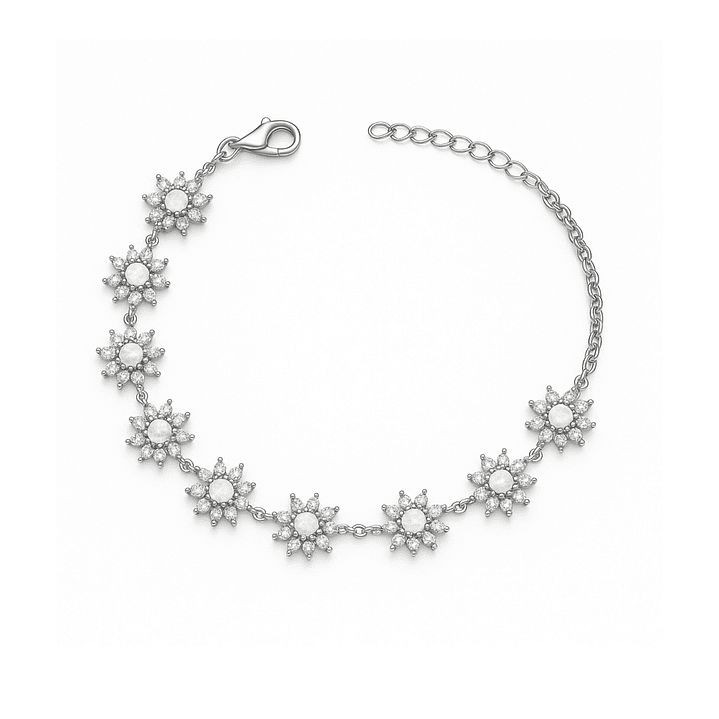 Pulsera de Plata Esterlina 925 Sol de Plata con Circonita 1